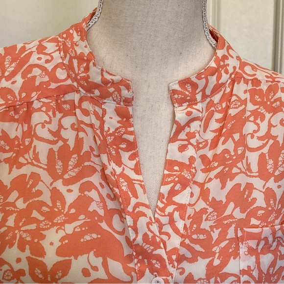 XTaren Cream, Tangerine Parsons Collar Blouse,  Variable Length Sleeves, Size L - Picture 2 of 8